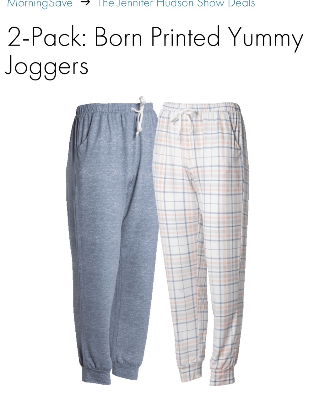 Born 2-Pack Jogger Panties in Heather Blue and Plaid Cream/Blue